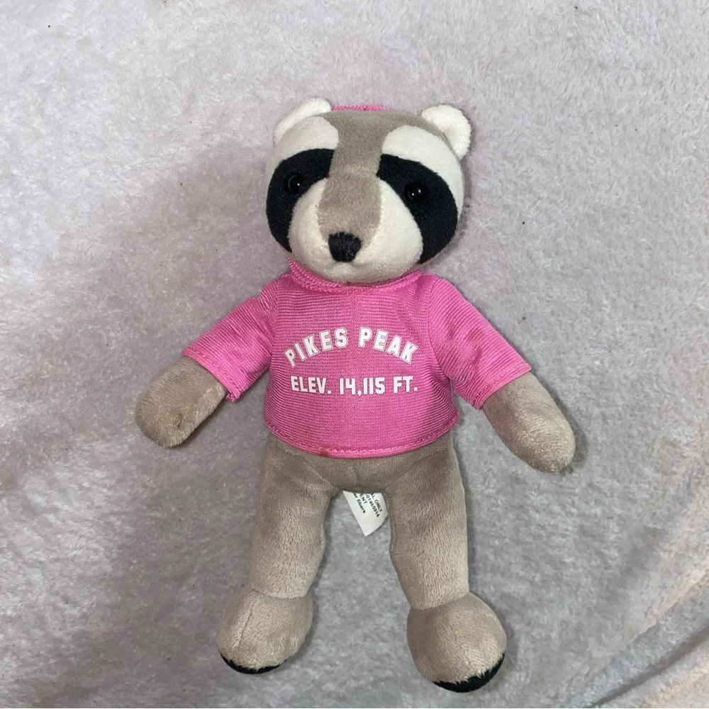 Stuffed Animal House Kids Toy Plush Racoon Pikes Peak Pink Hoodie 8” 2017 Small